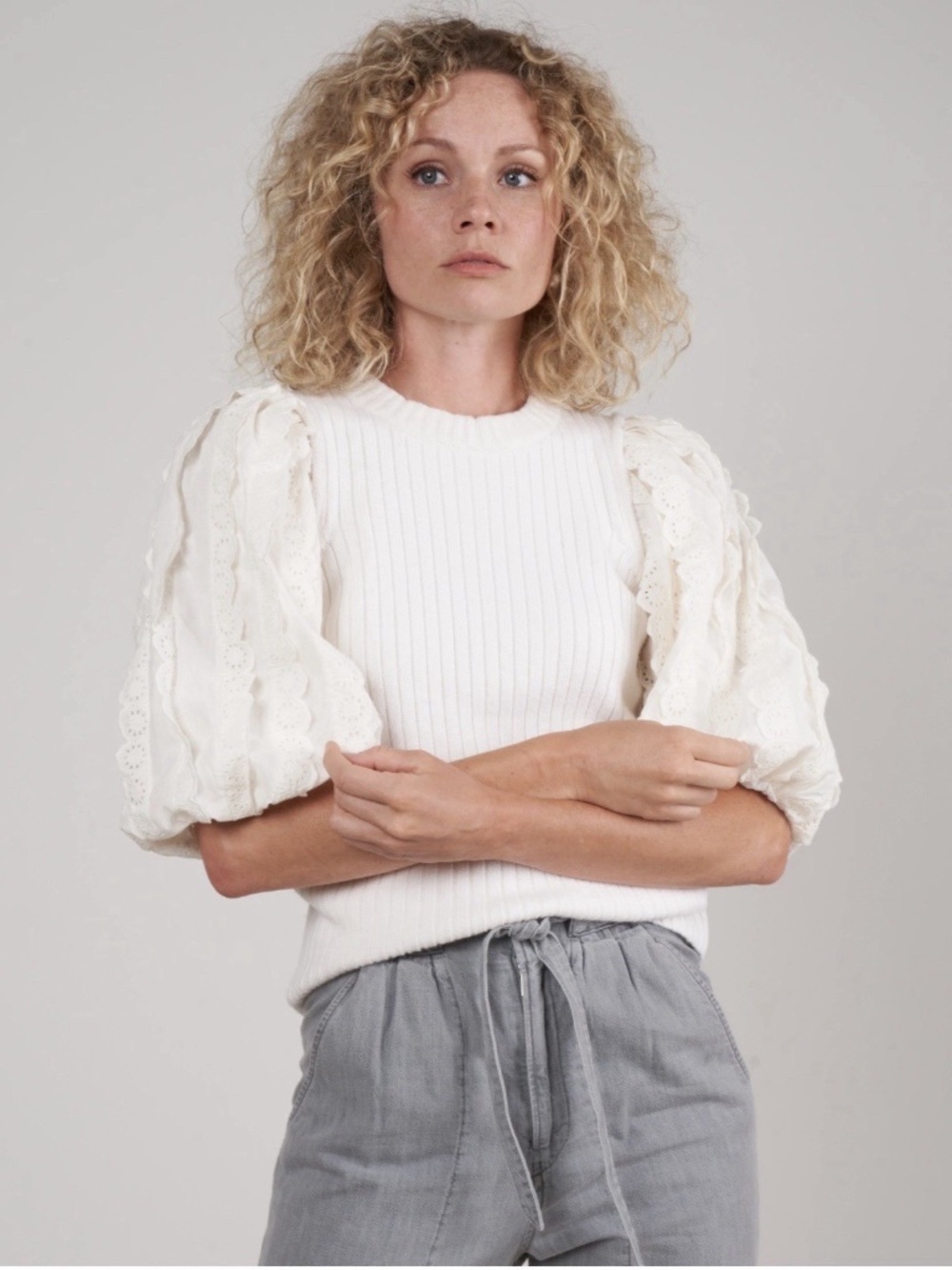 Sea New York Everleigh Cream Combo Sweater Size S